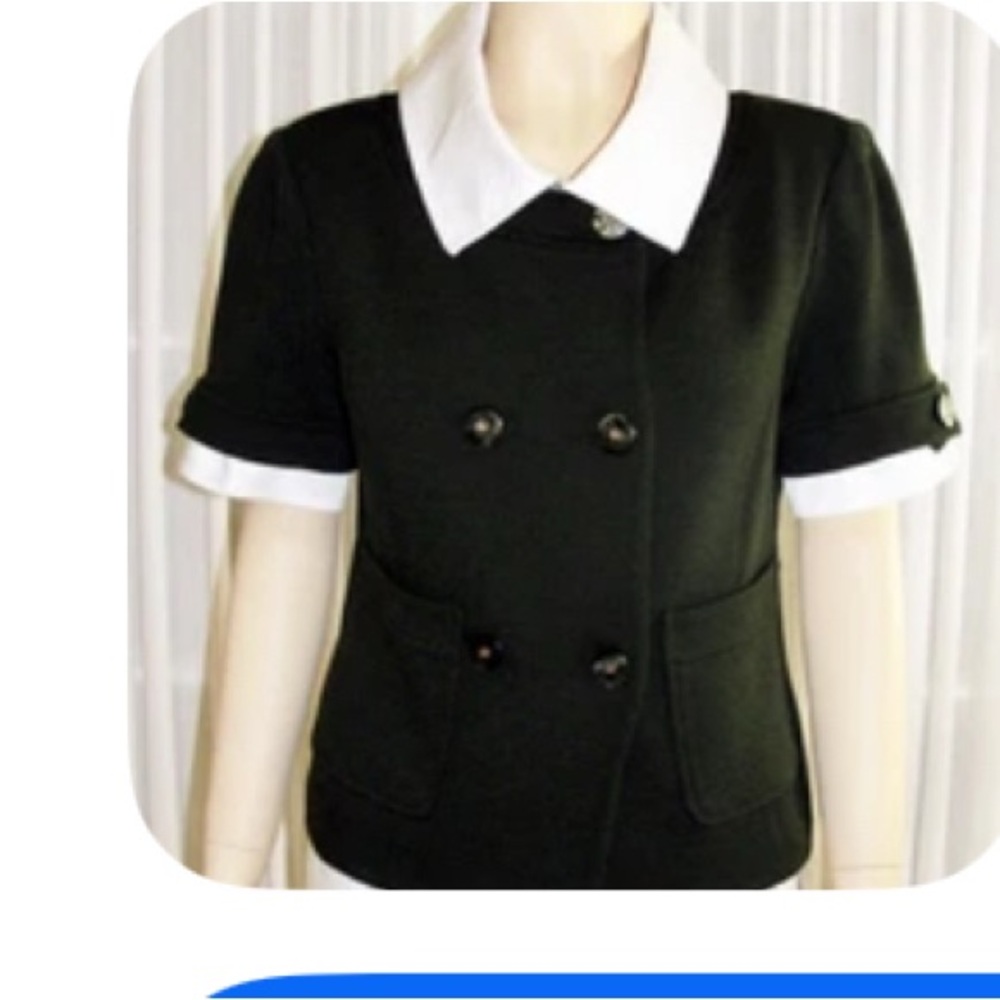 ST John new green Short-Sleeve Double-Breasted Jacket with White Collar